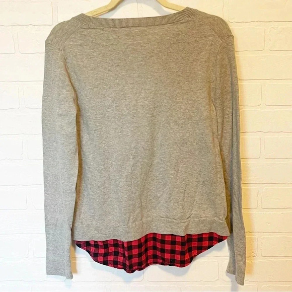 J.crew gray sweater Buffalo check underlay size small - Picture 5 of 8
